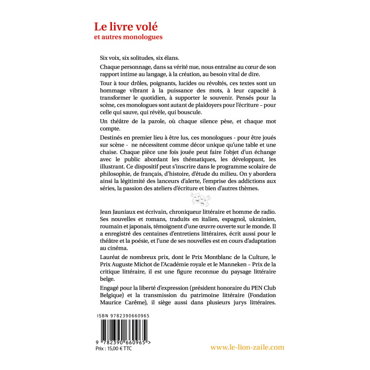 Le livre volé (et autres monologues)